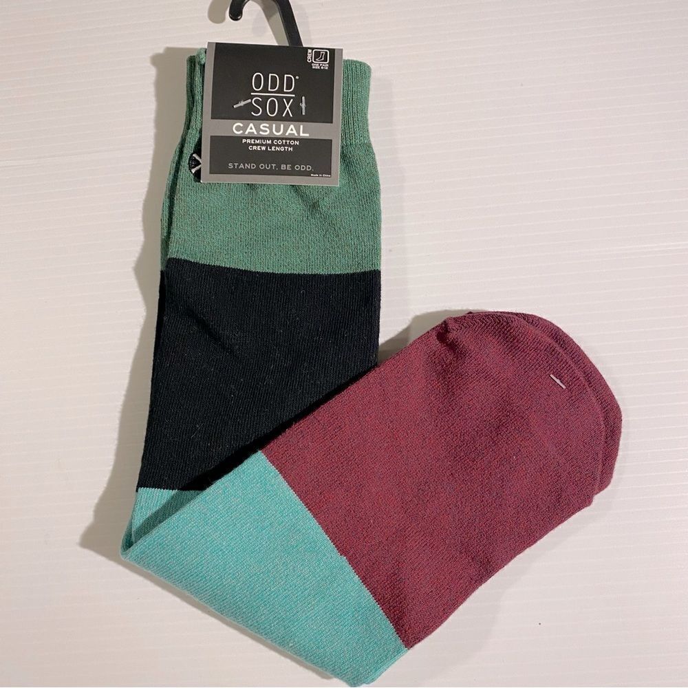 Odd Sox striped multi color block crew dress mens Socks 8-12 New